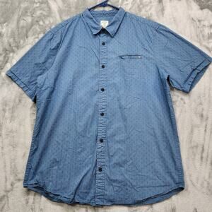 Voyager Shirt Mens XXL Blue Printed Stretch Cotton Short Sleeve Button Front